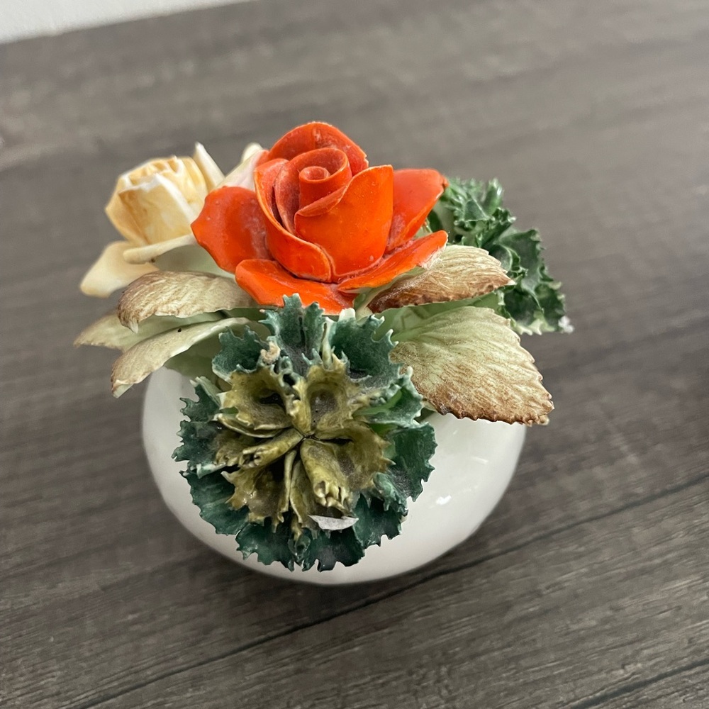 Vibrant Faux Floral Ceramic Accent